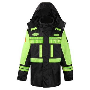 反光棉服冬季工作服交通马甲冬装棉衣加厚雨衣荧光绿高级反光外套