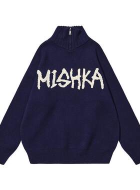 MISHKA高领美式复古毛衣