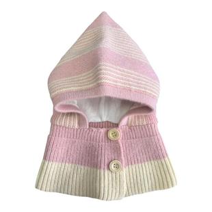 Lettas儿童围巾帽子一体秋冬纯棉内里保暖男女童围脖帽宝宝针织帽