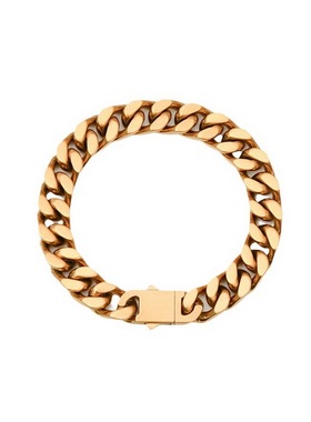 男女钛钢嘻哈潮流风金色拉丝古巴