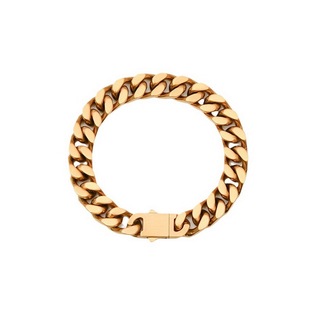 18K金色古巴链手链男女嘻哈情侣款同款欧美流行 磨砂cuban link