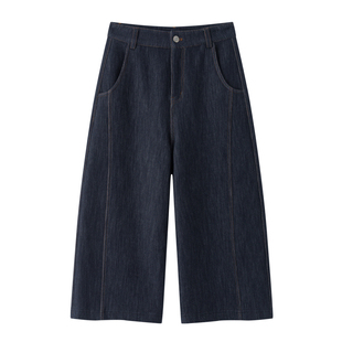 【摩登律动】CHICJOJO阔腿牛仔裤女25冬新款蓝色直筒时尚加绒八分