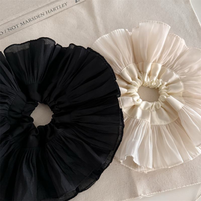 韩版褶皱发圈大肠头百感发饰猪大肠花高级圈搭简约头绳黑白头绳