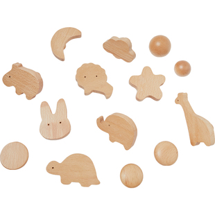 抽屉动物拉手蘑菇木质橱柜衣柜门儿童房卡通圆球兔子星星木头把手