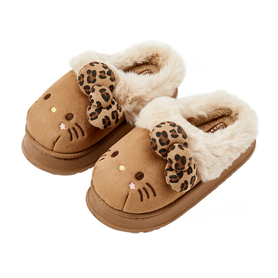 三福棉拖鞋hellokitty三丽鸥豹纹凯蒂猫厚底外穿拖鞋冬女2025新款
