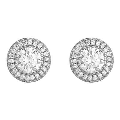 kream纯银超闪群镶锆石耳钉