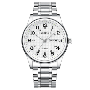 老人手表男士机械正品牌送爸爸妈妈女款防水夜光老年人石英表男款