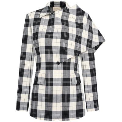 PORTSPURE女装时尚黑白格纹披肩外套RT9J046UFQ008