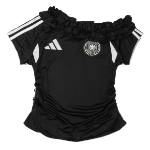 Adidas Remake足球俱乐部 荷叶边斜肩Jerseyfit辣妹T恤 ENCOMPASS