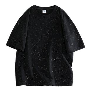 NASA满天星空短袖t恤男款夏季宽松半袖潮牌美式重磅大码男士上衣