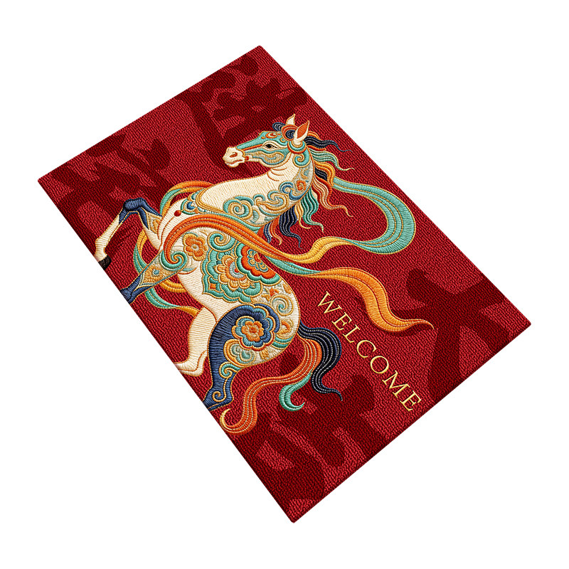 红色新年2026新款入户门地垫玄关进门除尘脚垫喜庆防滑室内地毯子