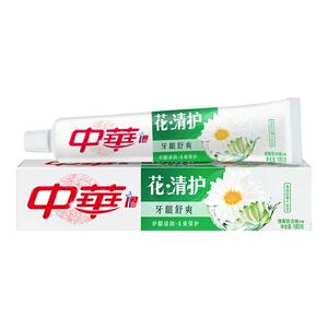中华花清护牙膏橙花蒲公英味原清菊沁莲味清洁牙齿含氟清新口气