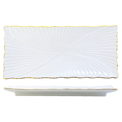 描金长方陶瓷盘子 酒店高颜值摆盘家用点心糕点碟子日式寿司盘子