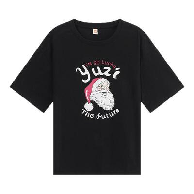 YUZI鱼子圣诞老人T恤百搭上衣
