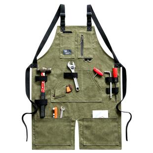 厚帆布围裙日式防水耐磨男女牛仔工作服园艺师木工手作定制印logo