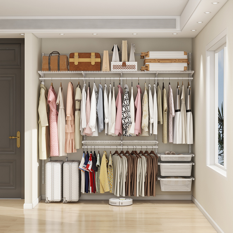 福倍斯衣柜金属框架定制开放式衣帽间架子组装壁挂式落地砌墙衣橱