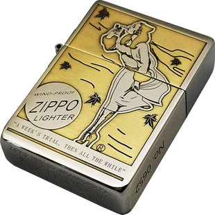 zippo打火机原装专柜正品限量收藏品双面纯铜1935复刻版风中女郎