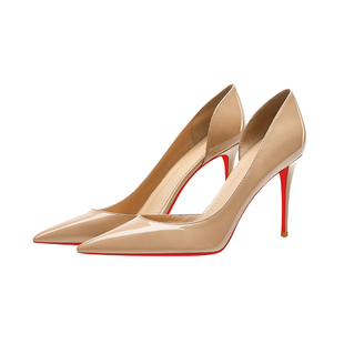 cl红底高跟鞋2025新款侧空性感气质百搭职业尖头浅口细跟中跟单鞋