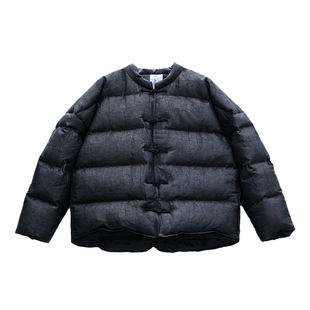 黑色国风香云纱鹅绒服短款女 2026春桑蚕丝对襟羽绒服短外套