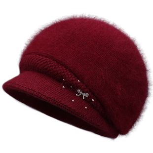 中老年妈妈帽子女冬季老年人保暖老人奶奶冬毛线帽冬天女士保暖帽