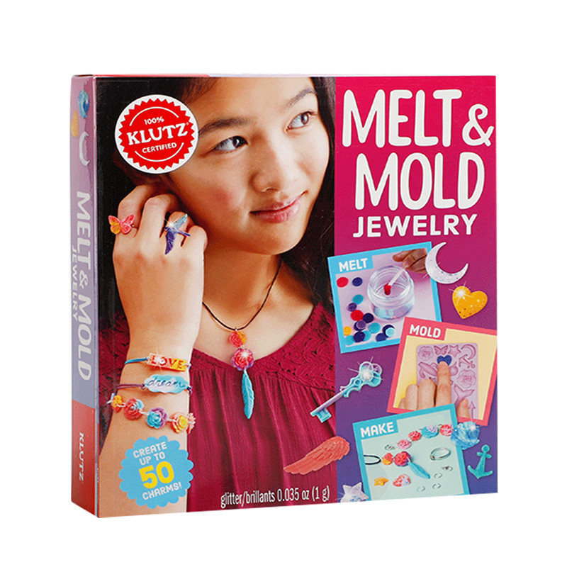 英文原版 Klutz Melt & Mold Jewelry 制作珠宝熔模首饰 女孩儿童操作游戏玩具书籍手工自制饰品DIY提高动手能力激发孩子的创造力