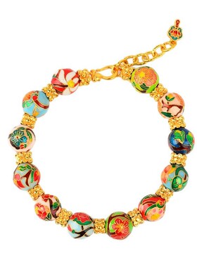 古法珐琅彩十二月花神沙金手链