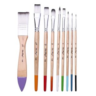 尼龙毛9支墙绘画笔套装混装美术用品初学者绘画颜料板刷画笔油画扇形