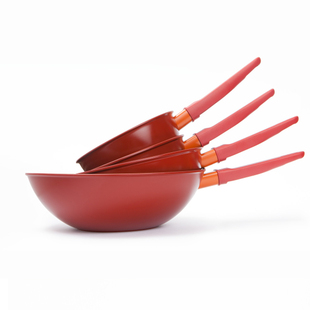 双立人NOW30cm红色不粘炒锅煎锅中式炒菜锅送锅铲电磁炉可用奶锅