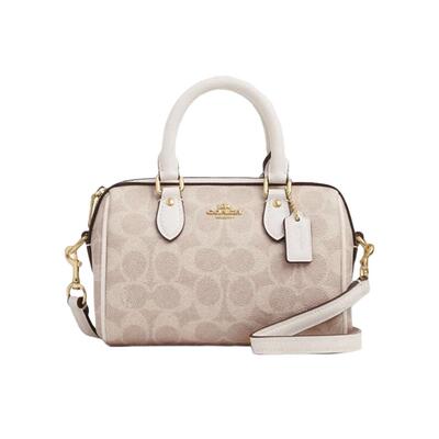 【自营】COACH/蔻驰女MINI ROWAN迷你波士顿包老花手提斜挎包送礼