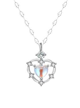 纯银项链女s999足银月光石礼物