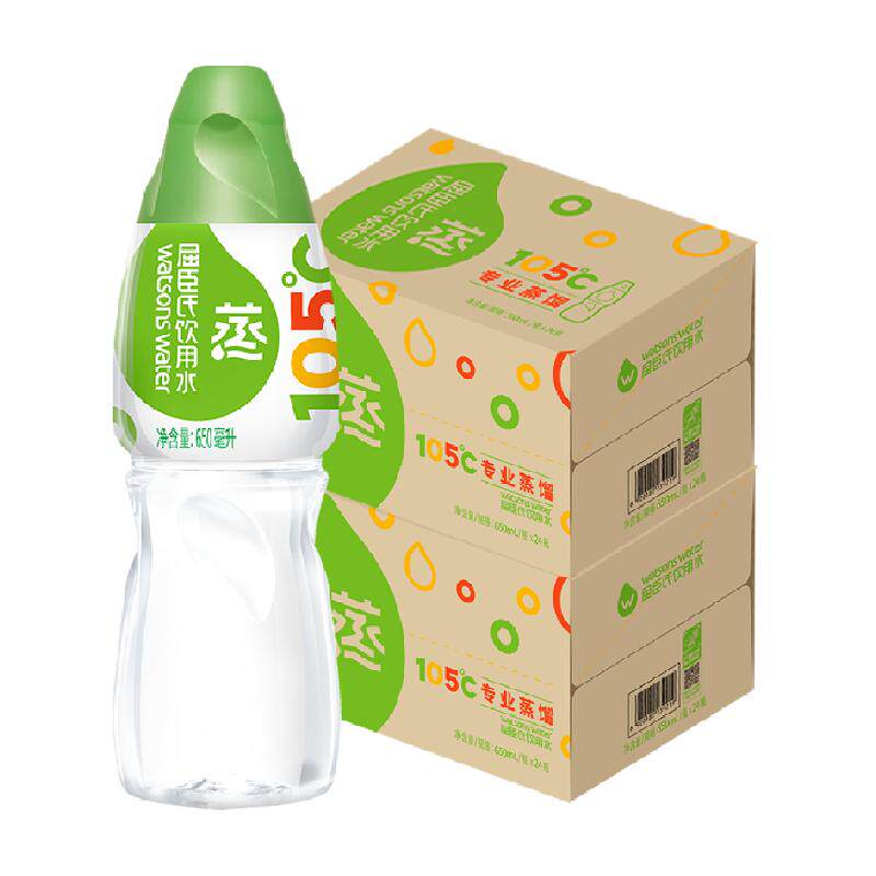 屈臣氏蒸馏水650ml*48瓶105度高温蒸馏敷脸冲泡保湿