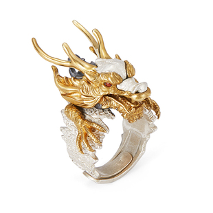 【龙首】霸气纯银戒指男吊坠复古小众个性龙头项链龙食指环龙爪