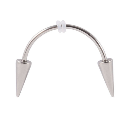 钛钢C杆大号微笑钉尖锥虎牙钉日系尼古拉丁恶魔钉不锈钢穿刺饰品