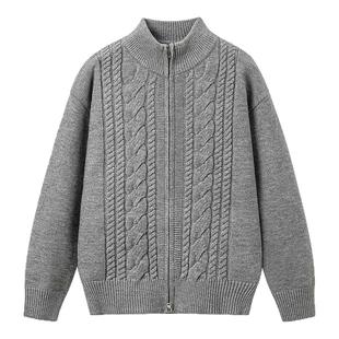 悟空有货复古绞花开衫立领毛衣外套男女秋季情侣宽松情侣针织外套