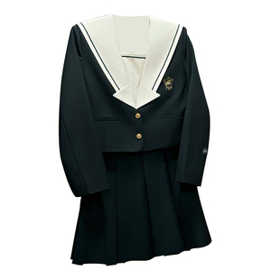 折枝无领西装水手服套装短袖校供原创校园风西装裙套装箱褶长短裙