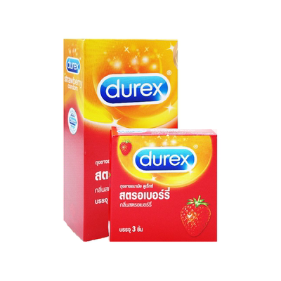 泰国限定Durex杜蕾斯巧克力草莓味水果避孕套超薄颗粒情趣安全套