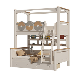 全实木上下铺平行高低床小户型子母床经济型同宽双层床两层上下床