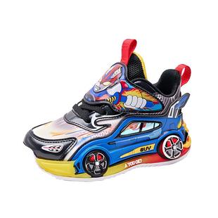 奥特男童鞋子曼发光2025新款秋冬儿童运动鞋防水皮面冬鞋加绒亮灯