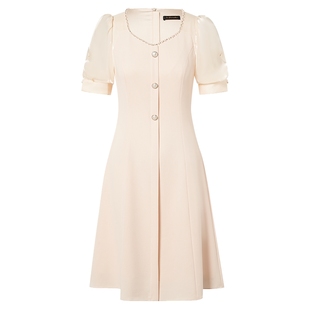 La Koradior拉珂蒂气质简约显瘦2025夏三醋酸优雅礼服连衣裙女