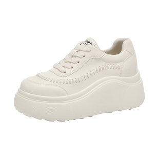 MILLIE'S/妙丽厚底增高小白鞋女款2026春季小个子百搭休闲松糕鞋