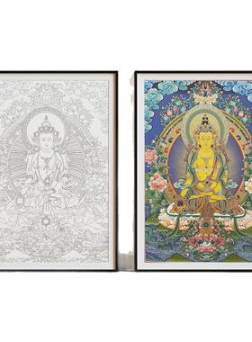 纯棉油画布西藏热贡唐卡描金线稿