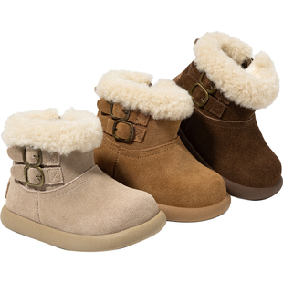英贝米尼宝宝雪地靴女孩短靴软底雪靴冬鞋女宝鞋子棉靴女童大棉鞋