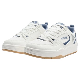 特步云帆板鞋男2025秋季新款皮网结合透气运动休闲鞋975319310017