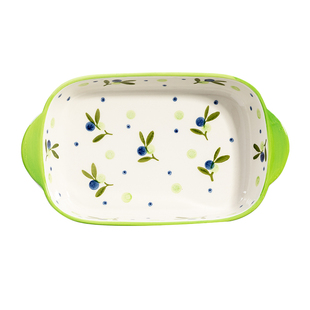 长方形双耳烤盘可爱特色网红餐具套装创意带把烤箱碗水果碟子盘子