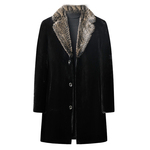 爸爸装冬季金貂绒男士皮草大衣中长款加厚保暖西装领休闲高端外套