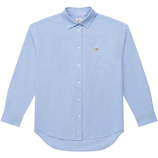 Hazzys哈吉斯女衬衫秋冬女装舒适纯棉牛津纺衬衣宽松时尚上衣