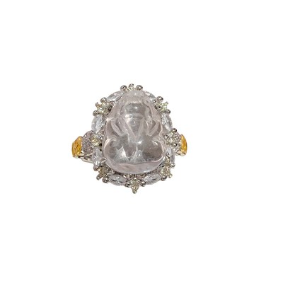 冰透仿玉髓金钱貔貅戒指女新中式