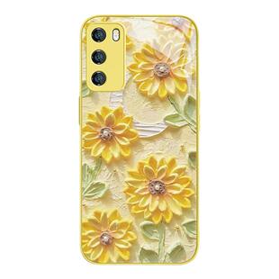 白鹿同款手机壳适用华为nova12pro黄色花朵mate60/50油画风pura70新款p40荣耀90周边magic6/5明星x50玻璃200