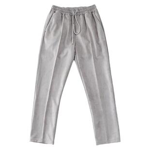 出西班牙单！高端麂皮绒弹力秋季男士锥形休闲裤百搭时尚绒面长裤