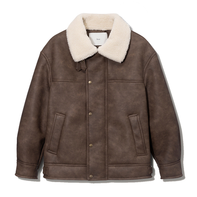 Dunst2025冬季新品复古时尚中性皮毛一体半长夹克外套UDJU5D129